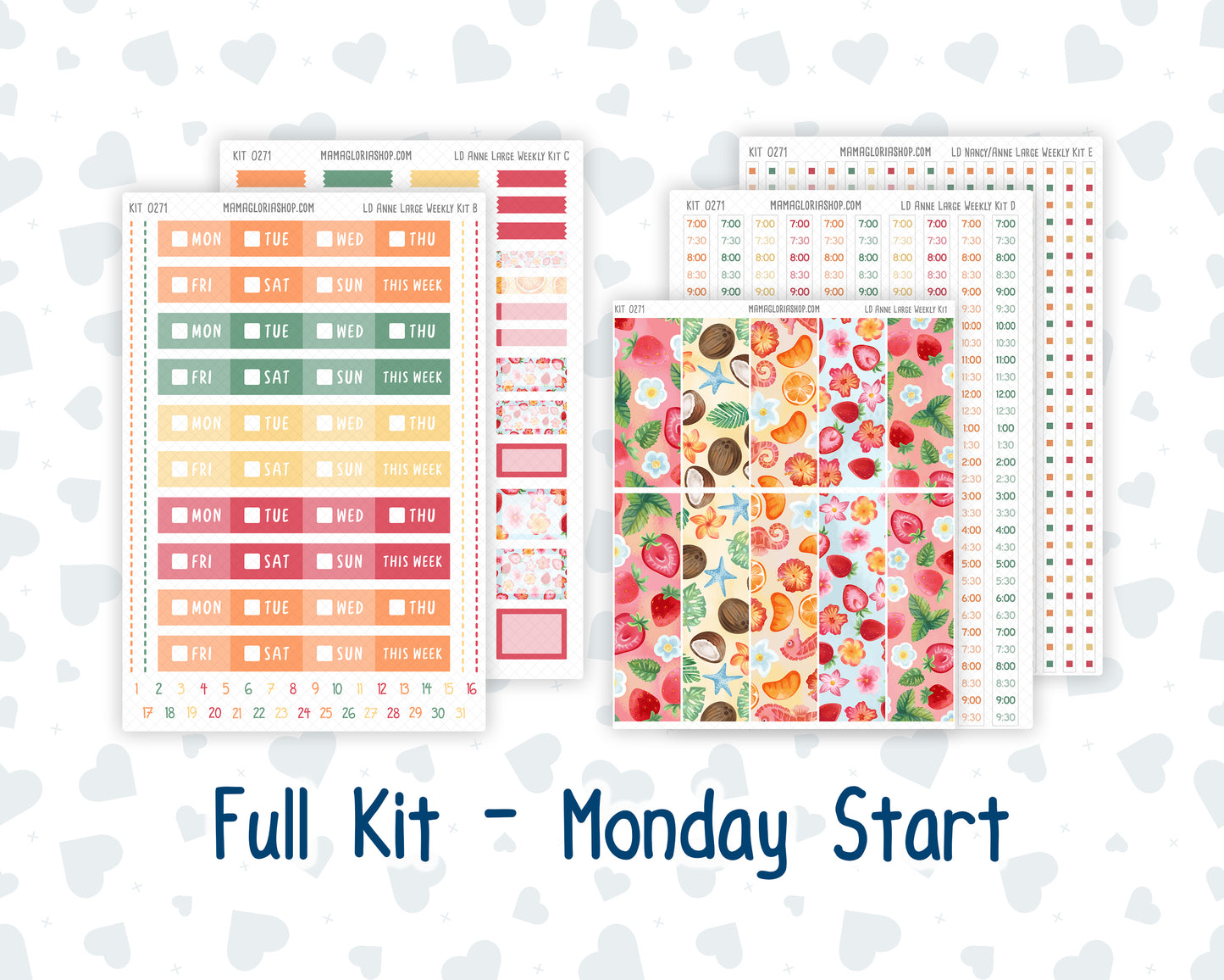Kit 0271 - Laurel Denise The Anne Planner Large - Weekly Kit - June - Strawberry Shore