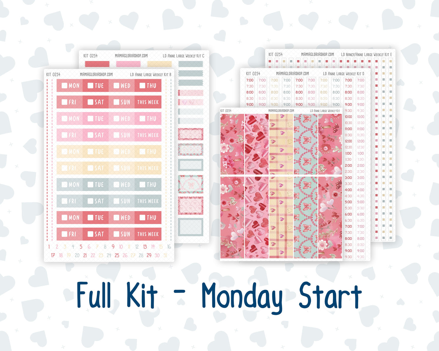 Kit 0254 - Laurel Denise The Anne Planner Large - Weekly Kit - February - Valentine Village
