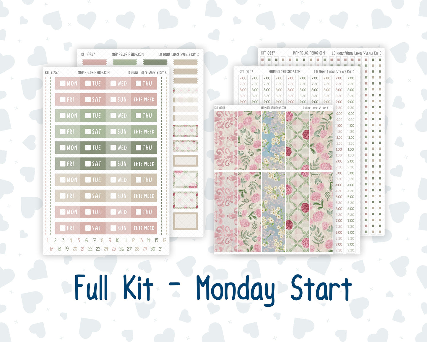 Kit 0257 - Laurel Denise The Anne Planner Large - Weekly Kit - March - Blush Garden