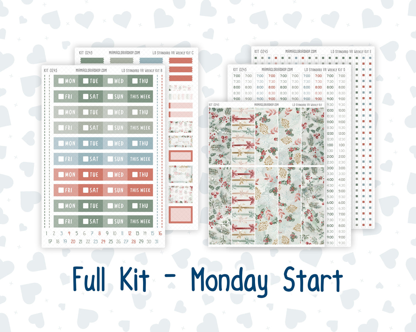 Kit 0245 - Laurel Denise Standard - Vertical - Weekly Kit - December - Vintage Christmas