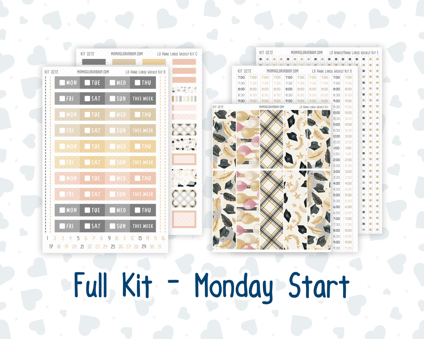 Kit 0272 - Laurel Denise The Anne Planner Large - Weekly Kit - May - Graduation