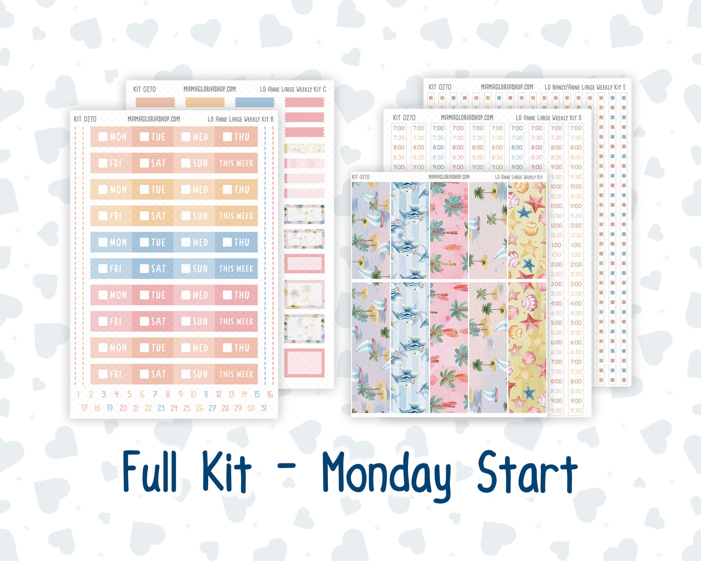 Kit 0270 - Laurel Denise The Anne Planner Large - Weekly Kit - June - Beachside Bliss