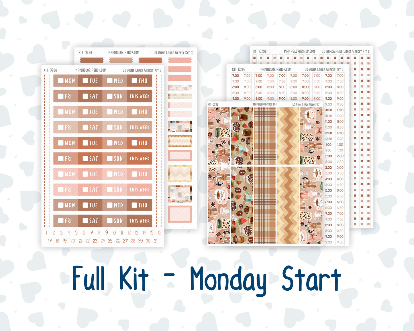 Kit 0296 - Laurel Denise The Anne Planner Large - Weekly Kit - September - Coffee Break