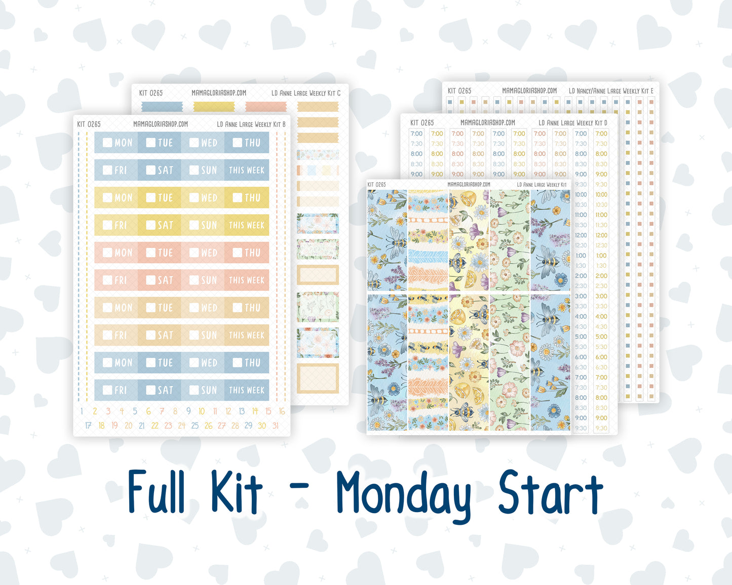 Kit 0265 - Laurel Denise The Anne Planner Large - Weekly Kit - May - Honeybee Sky