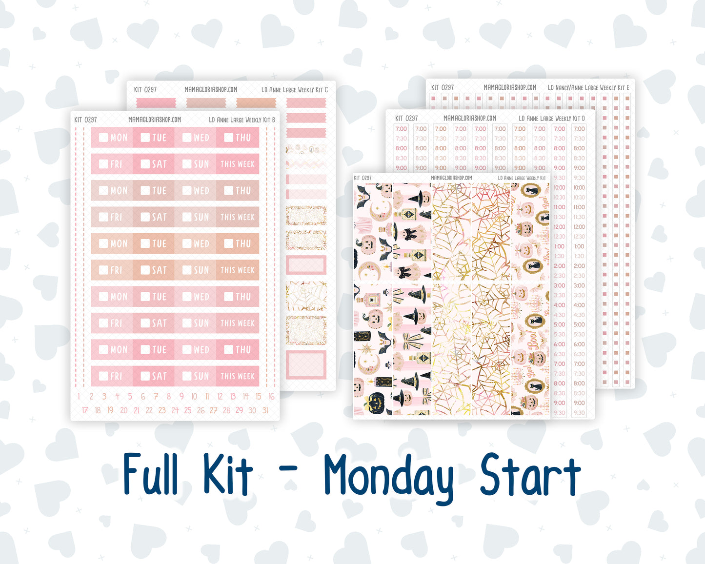 Kit 0297 - Laurel Denise The Anne Planner Large - Weekly Kit - October - Pink Spell