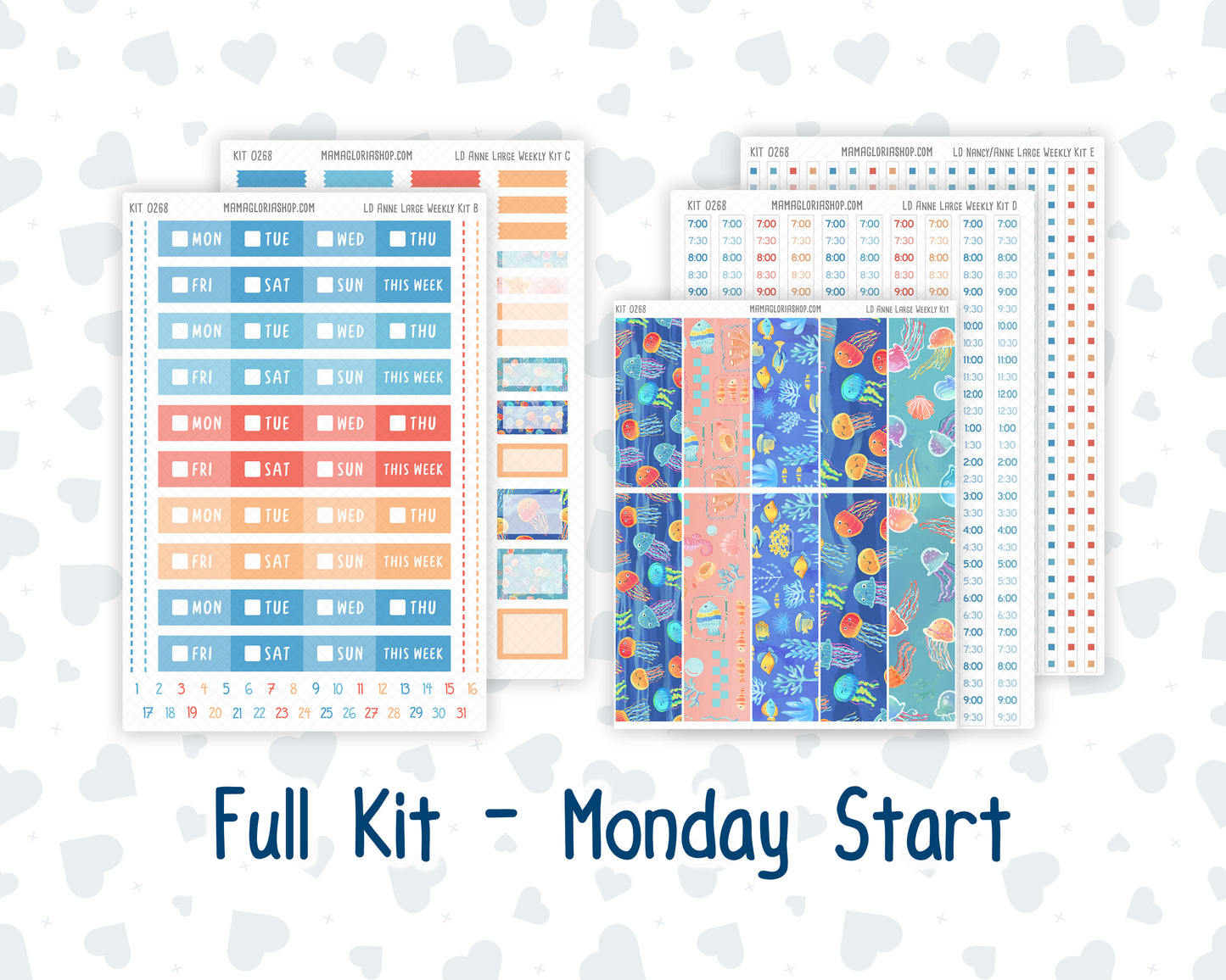 Kit 0268 - Laurel Denise The Anne Planner Large - Weekly Kit - June - Sea Sweeties