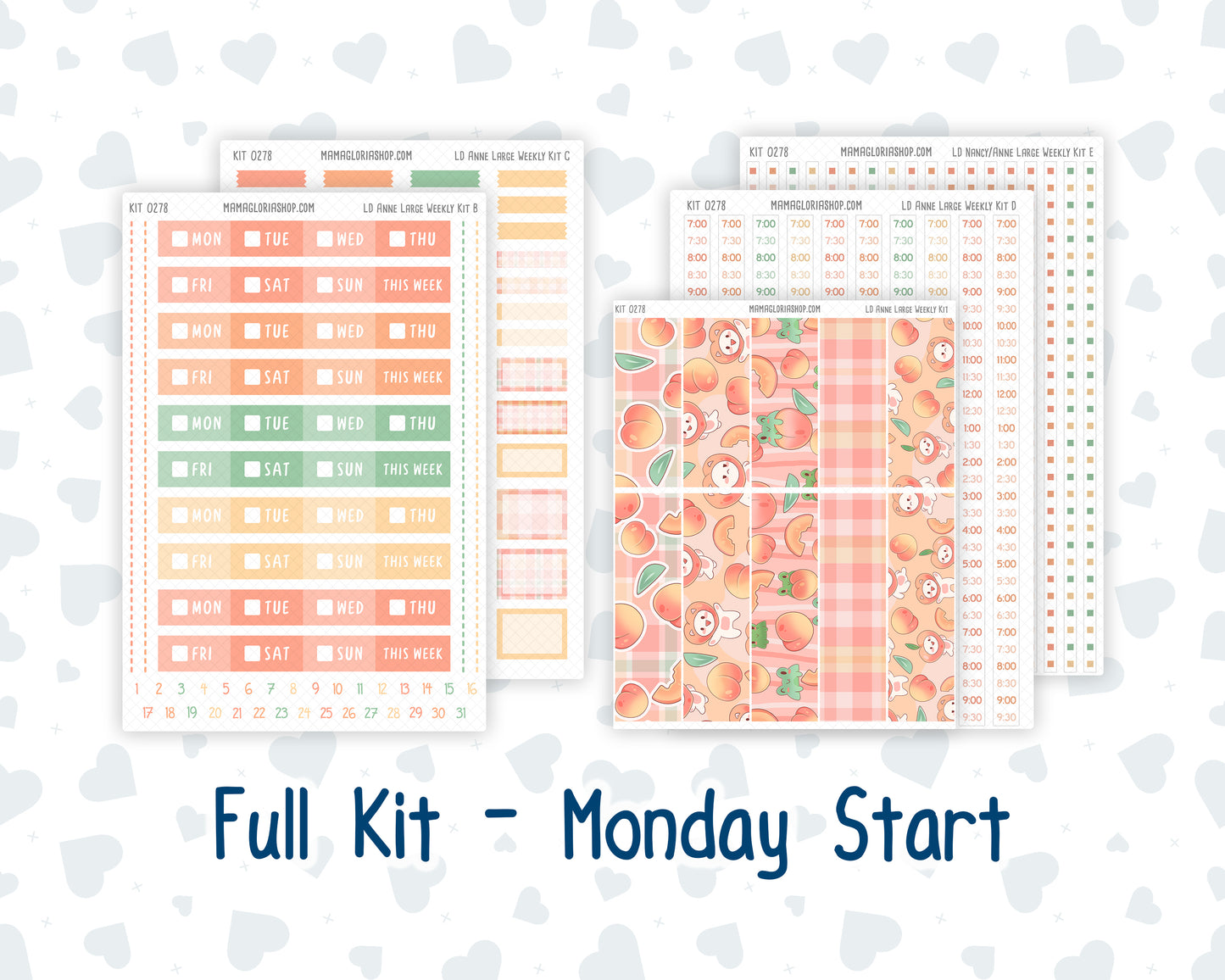 Kit 0278 - Laurel Denise The Anne Planner Large - Weekly Kit - August - Oops, All Peaches