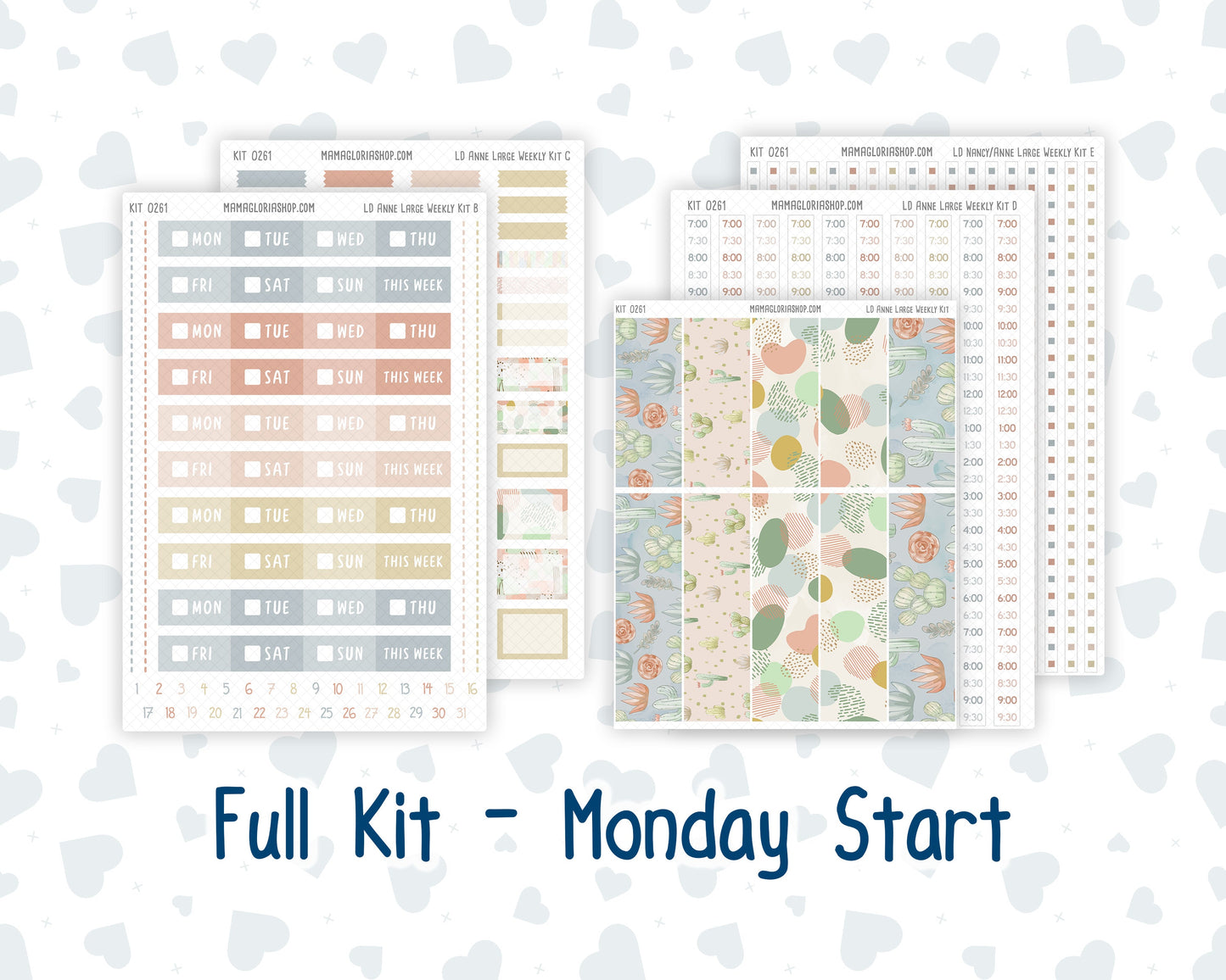 Kit 0261 - Laurel Denise The Anne Planner Large - Weekly Kit - April - Llama Spring