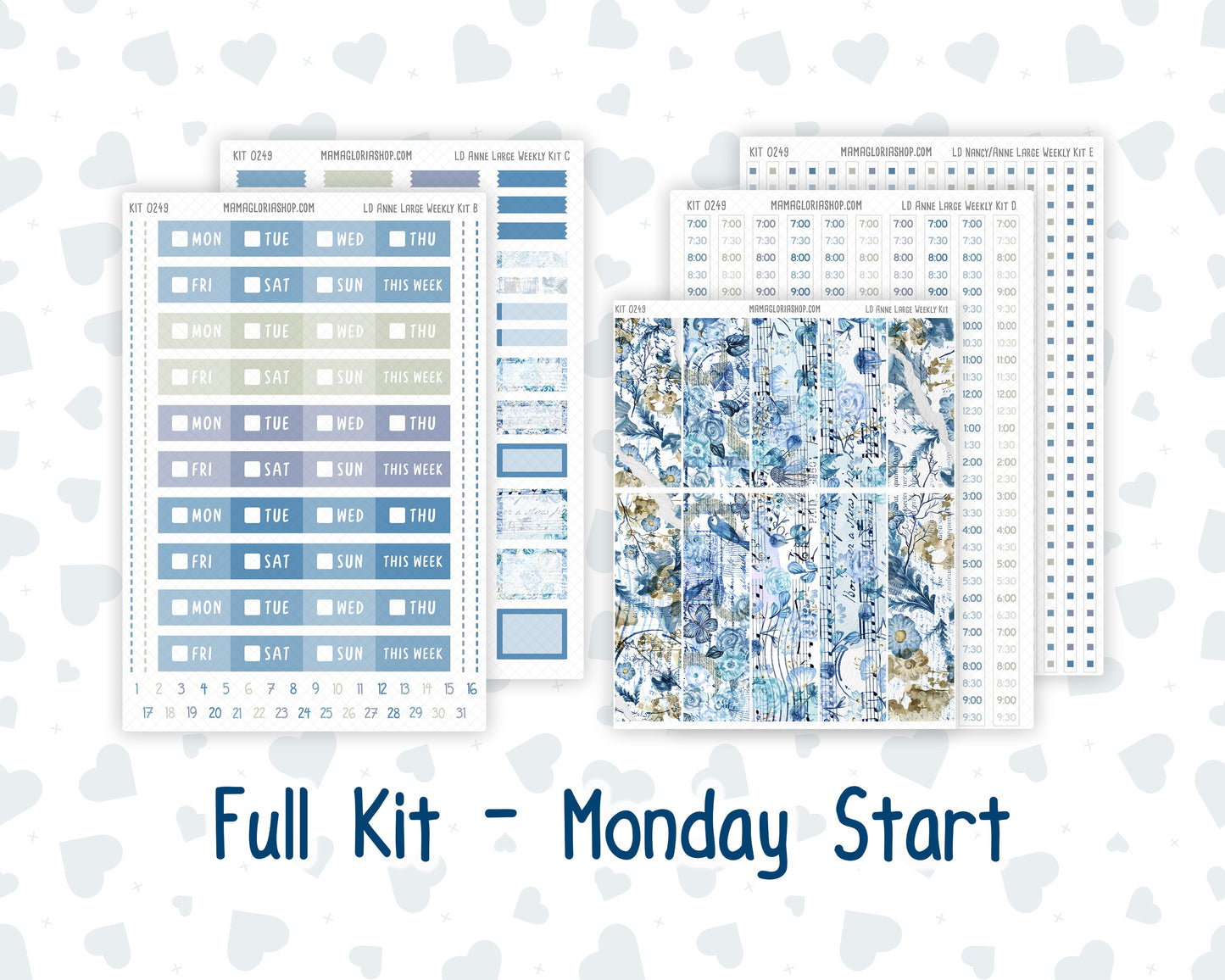 Kit 0249 - Laurel Denise The Anne Planner Large - Weekly Kit - January - Icy Lace