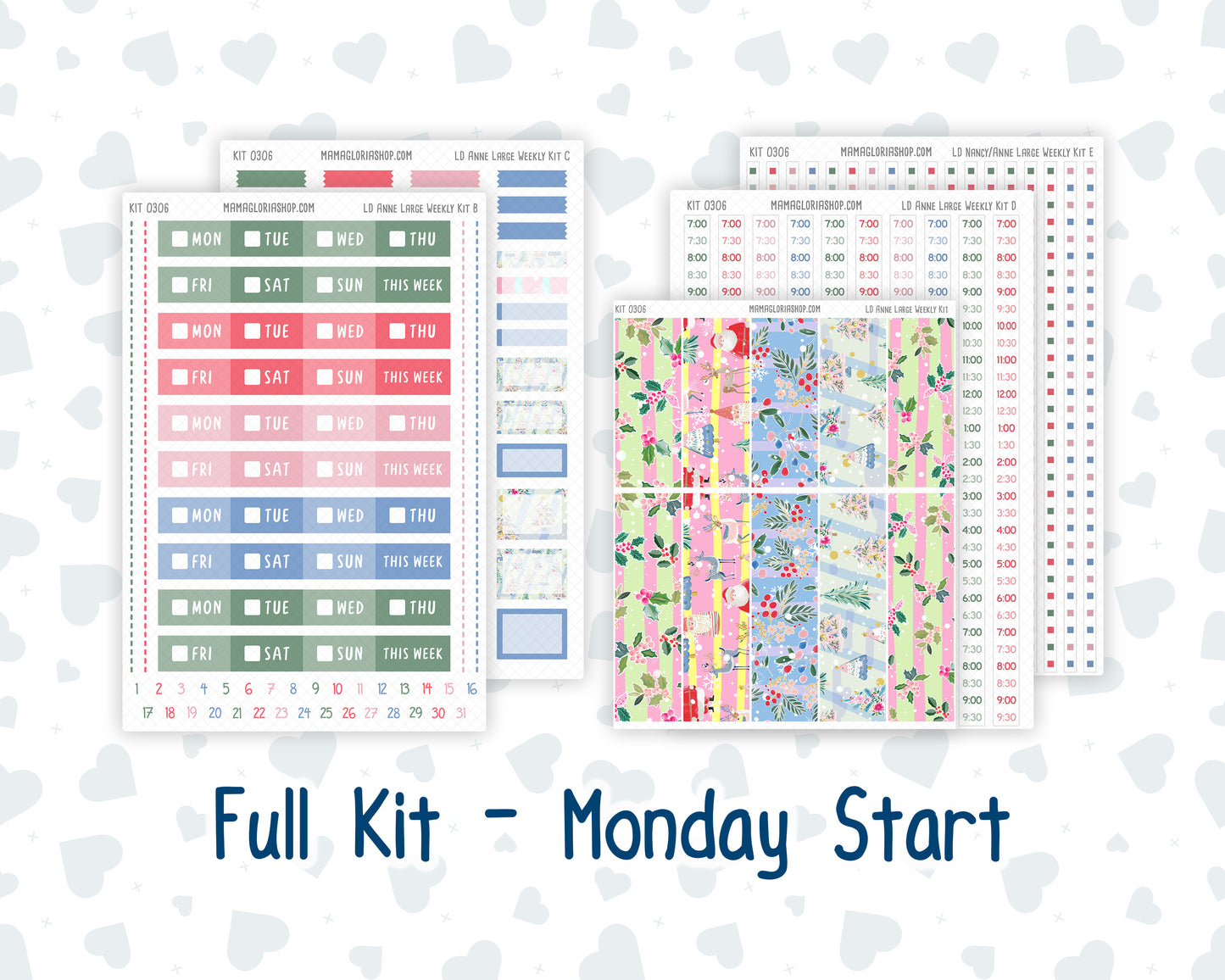 Kit 0306 - Laurel Denise The Anne Planner Large - Weekly Kit - December - Jolly Mischief