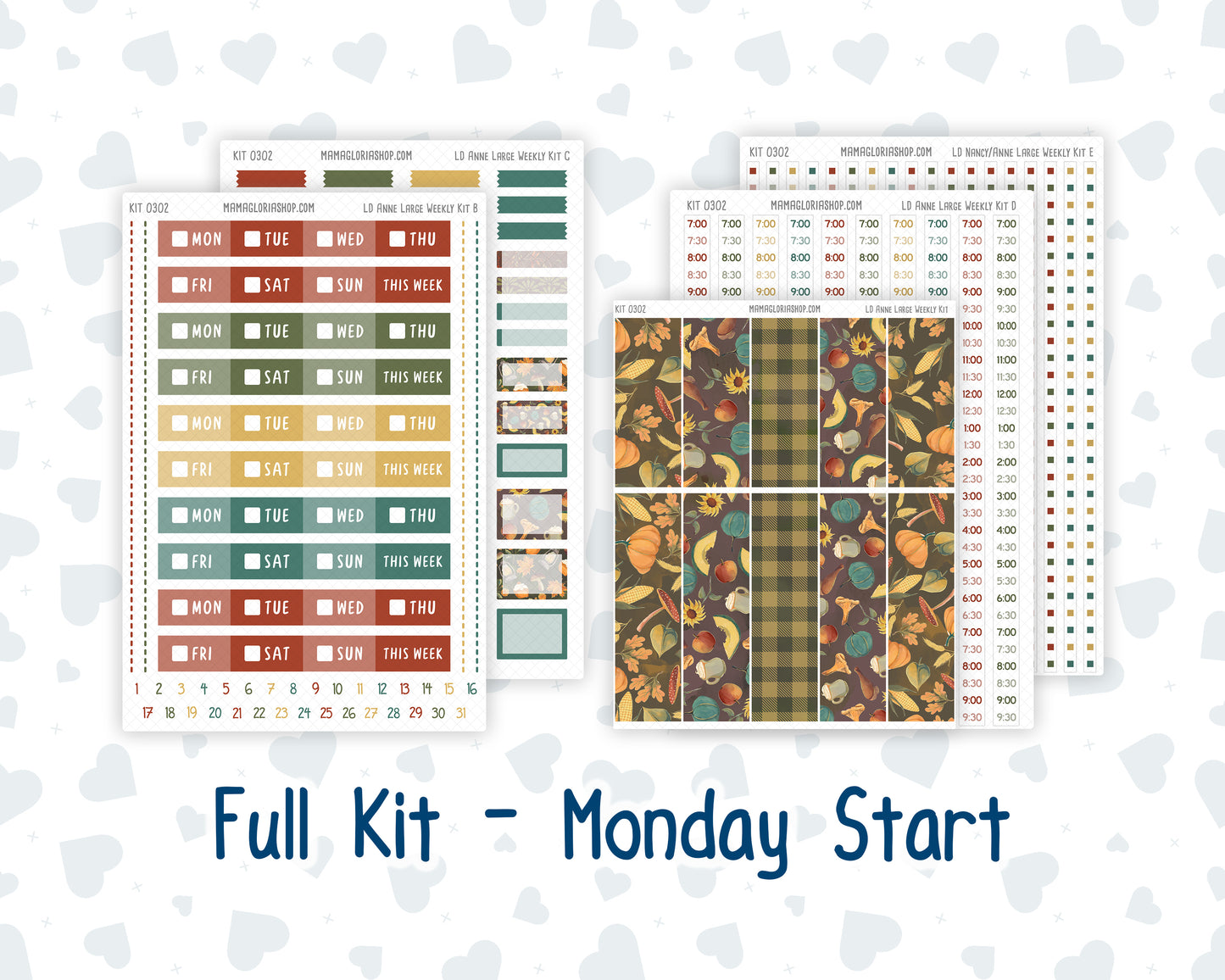 Kit 0302 - Laurel Denise The Anne Planner Large - Weekly Kit - November - Thankful Season