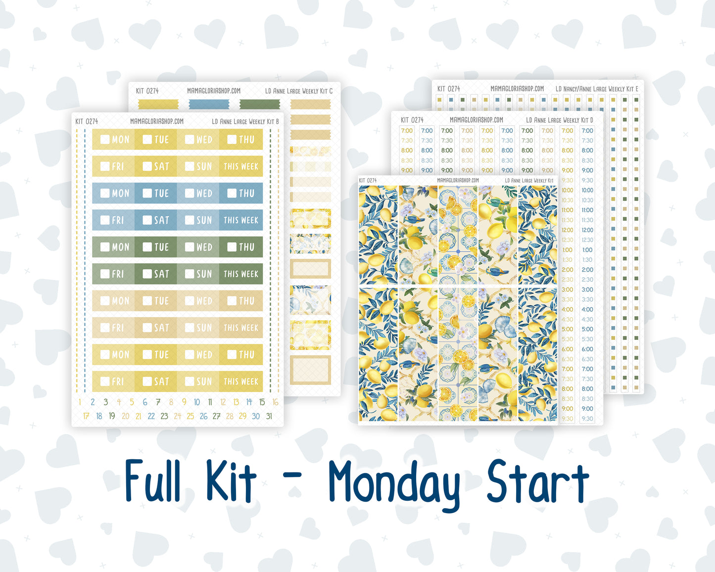 Kit 0274 - Laurel Denise The Anne Planner Large - Weekly Kit - July - Sunny Lemon Shore