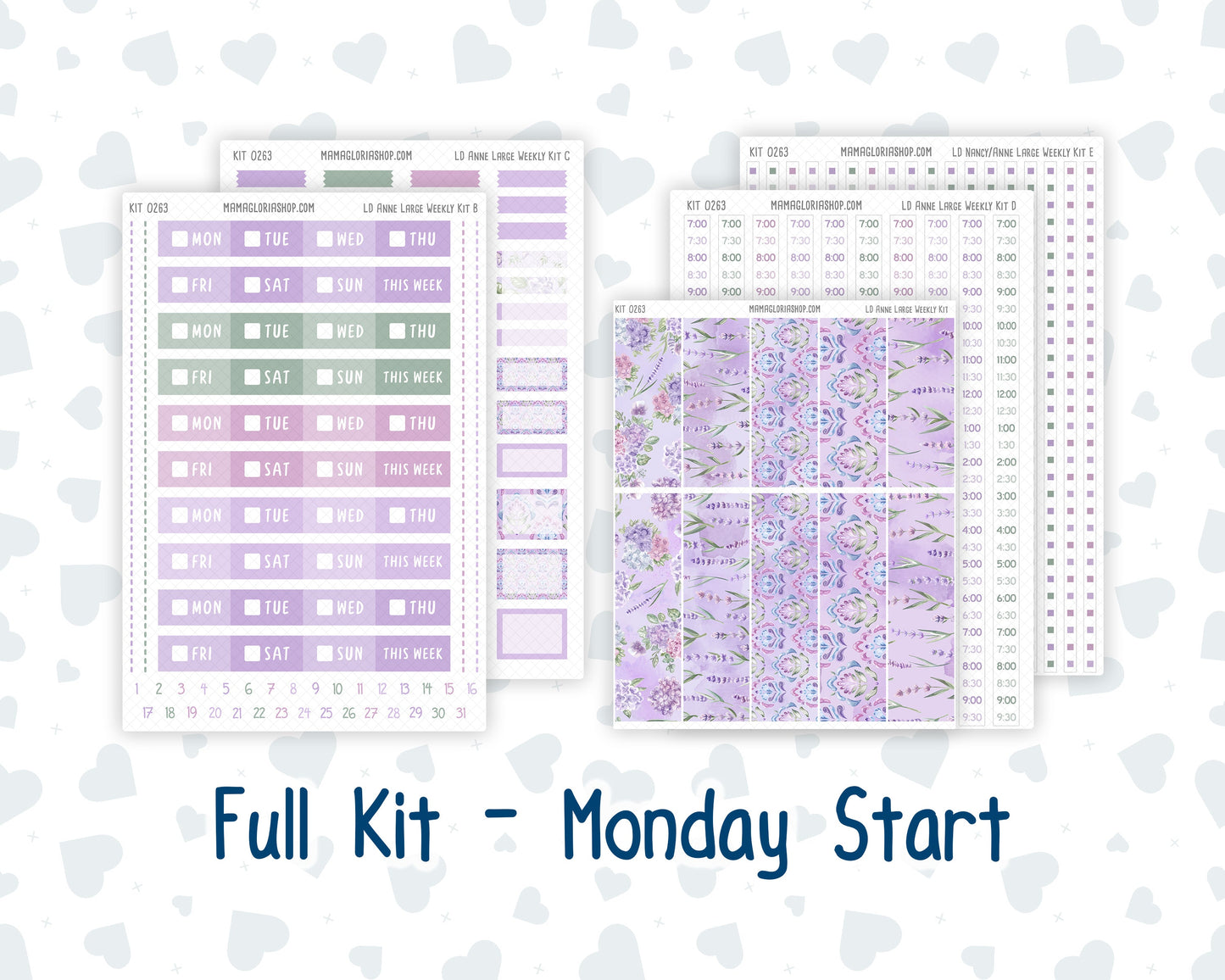 Kit 0263 - Laurel Denise The Anne Planner Large - Weekly Kit - April - Lavender Drift