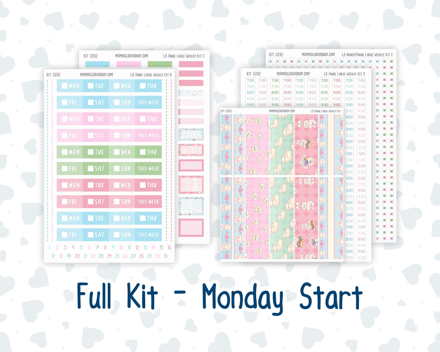 Kit 0262 - Laurel Denise The Anne Planner Large - Weekly Kit - April - Spring Puffs