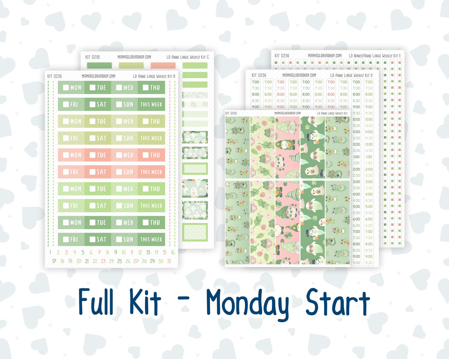Kit 0256 - Laurel Denise The Anne Planner Large - Weekly Kit - March - Froggy Luck