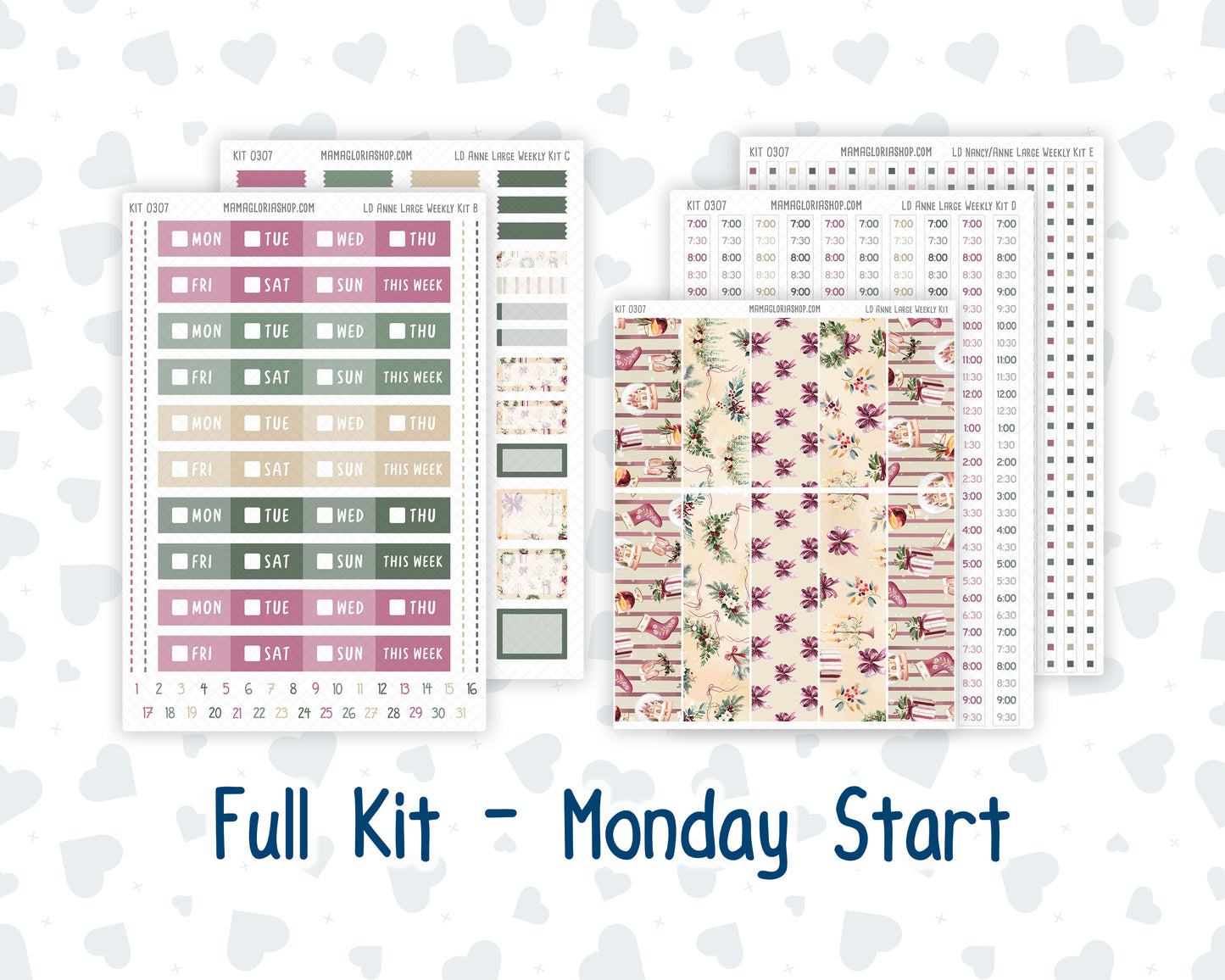 Kit 0307 - Laurel Denise The Anne Planner Large - Weekly Kit - December - Velvet Hearth