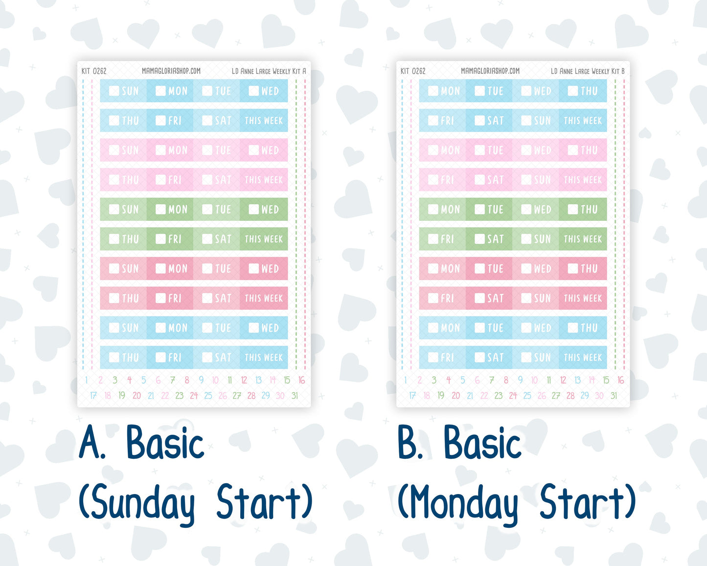 Kit 0262 - Laurel Denise The Anne Planner Large - Weekly Kit - April - Spring Puffs