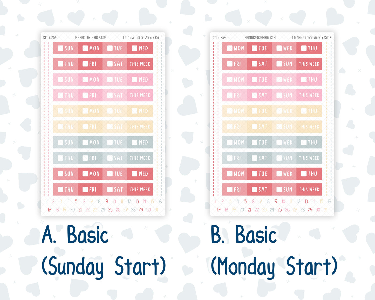 Kit 0254 - Laurel Denise The Anne Planner Large - Weekly Kit - February - Valentine Village