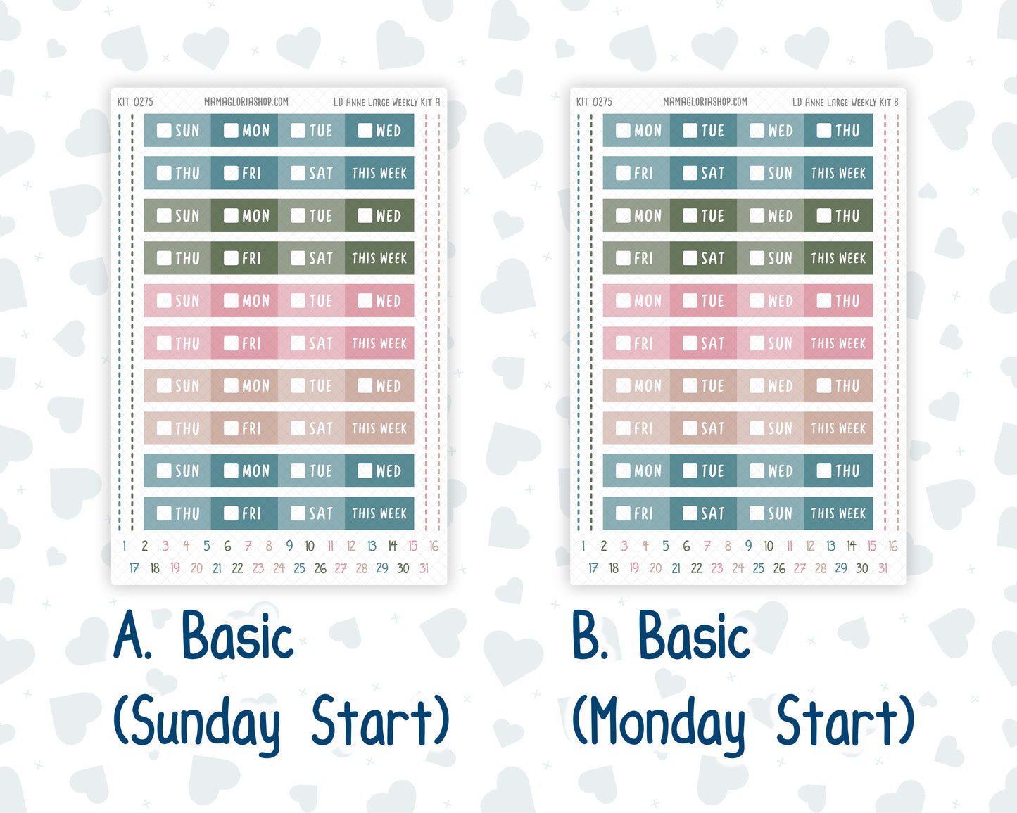Kit 0275 - Laurel Denise The Anne Planner Large - Weekly Kit - July - Tropical Safari Blush