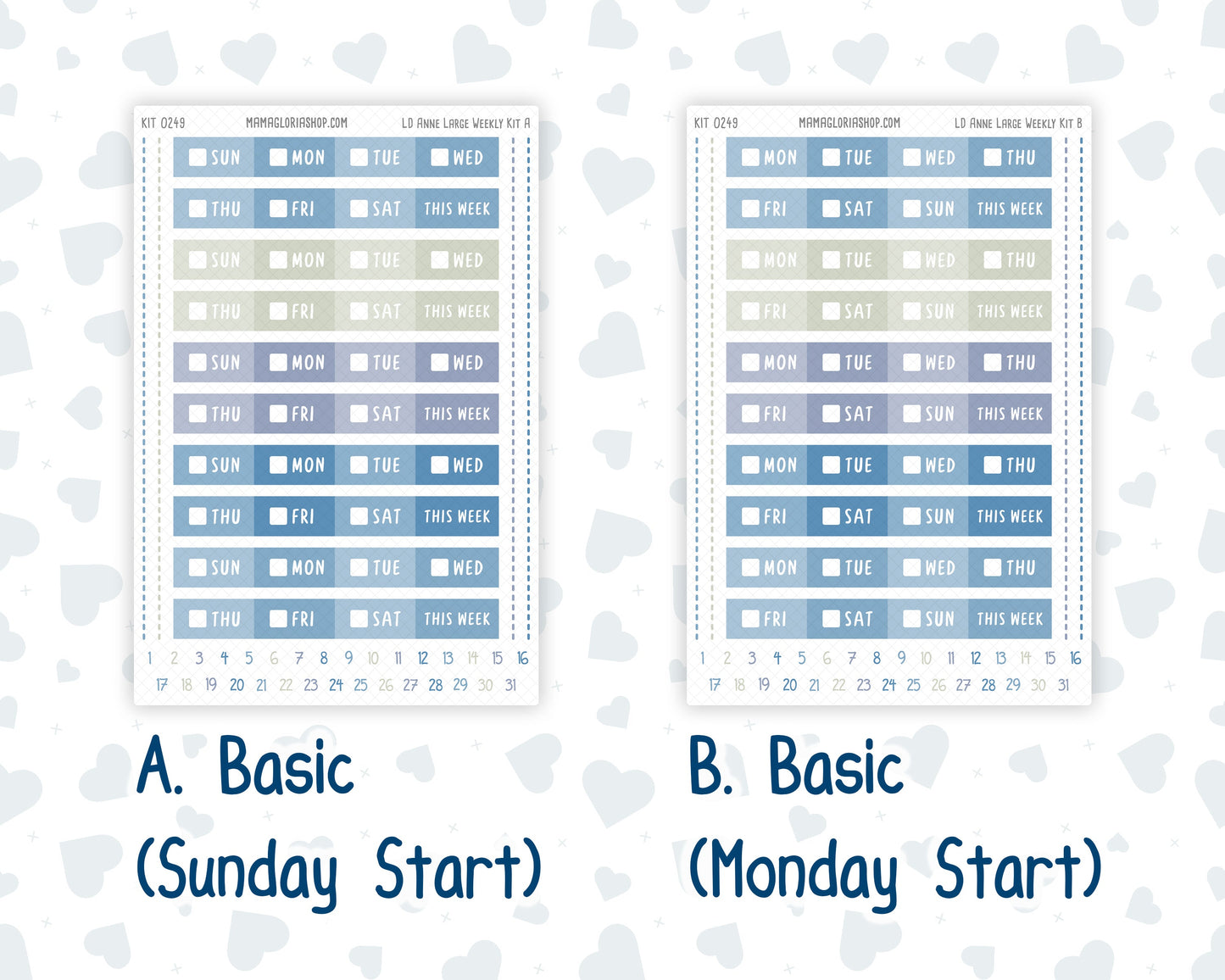 Kit 0249 - Laurel Denise The Anne Planner Large - Weekly Kit - January - Icy Lace