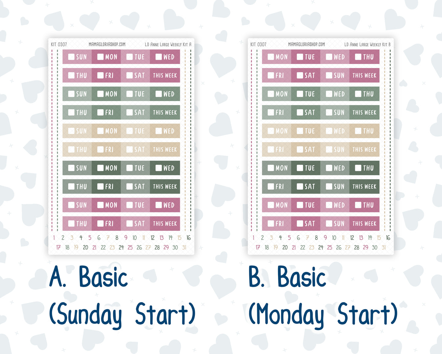 Kit 0307 - Laurel Denise The Anne Planner Large - Weekly Kit - December - Velvet Hearth