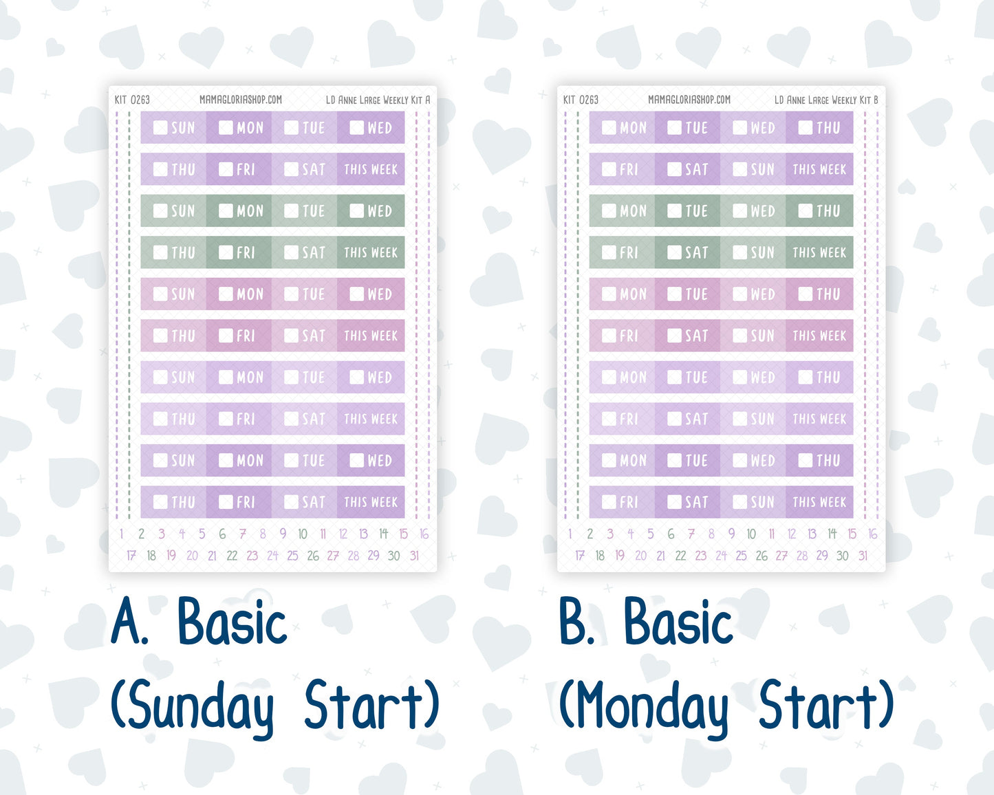 Kit 0263 - Laurel Denise The Anne Planner Large - Weekly Kit - April - Lavender Drift