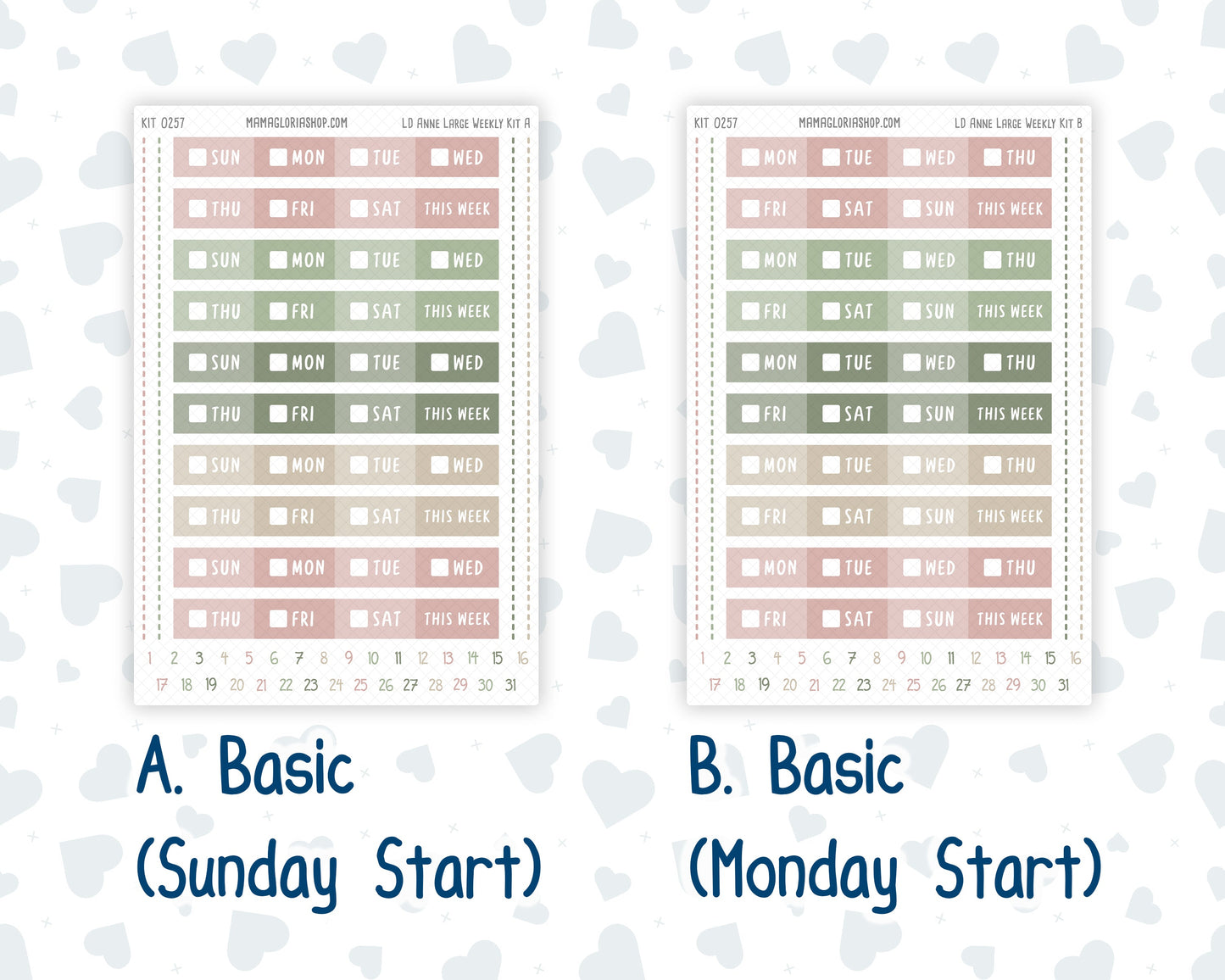 Kit 0257 - Laurel Denise The Anne Planner Large - Weekly Kit - March - Blush Garden
