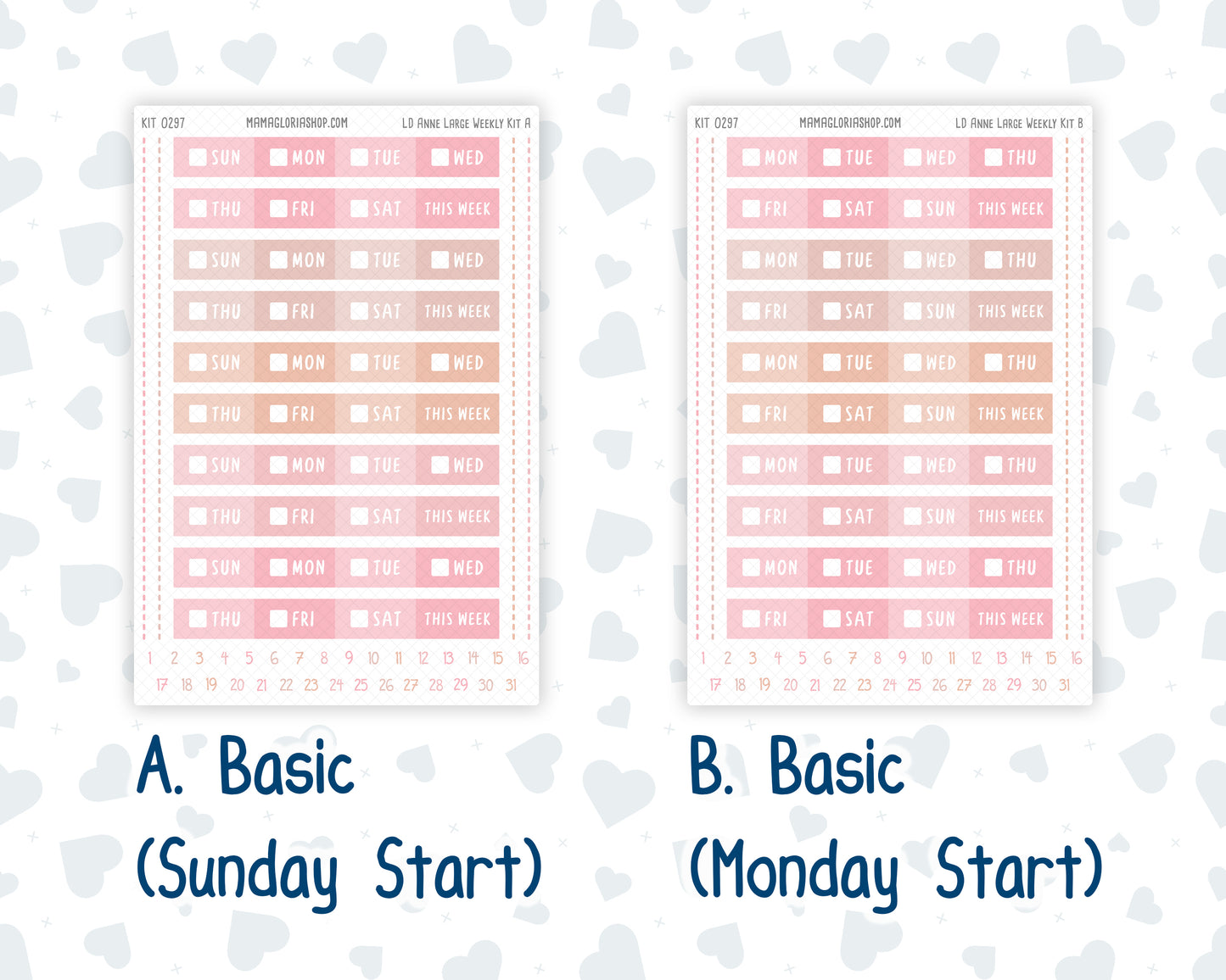 Kit 0297 - Laurel Denise The Anne Planner Large - Weekly Kit - October - Pink Spell