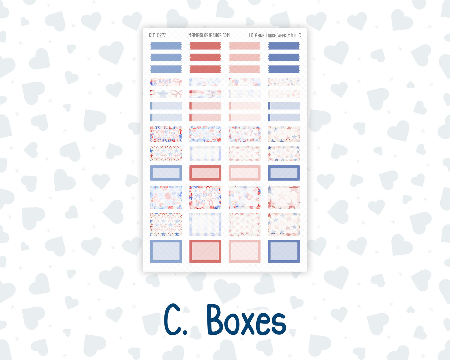 Kit 0273 - Laurel Denise The Anne Planner Large - Weekly Kit - July - Americana In Bloom