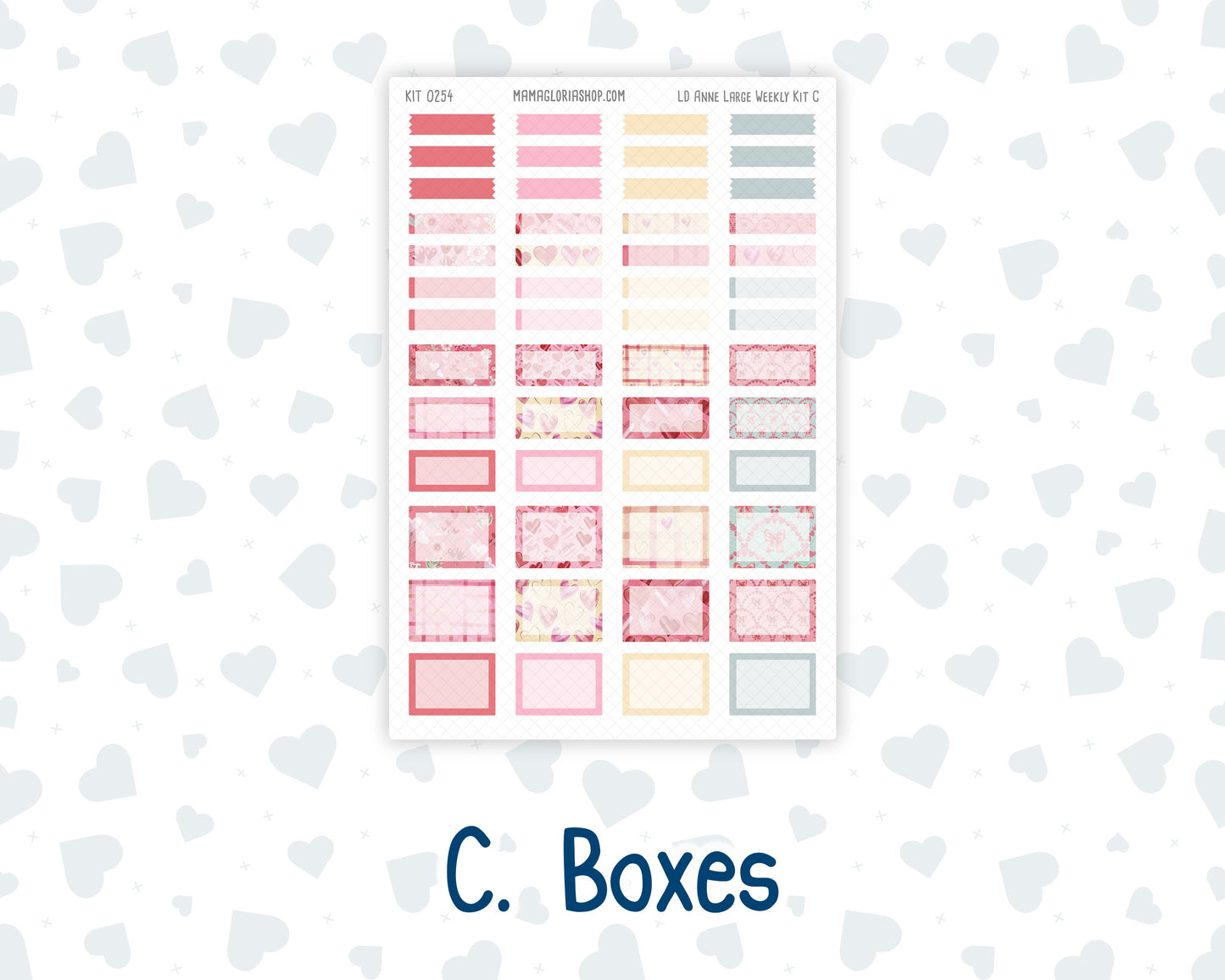 Kit 0254 - Laurel Denise The Anne Planner Large - Weekly Kit - February - Valentine Village