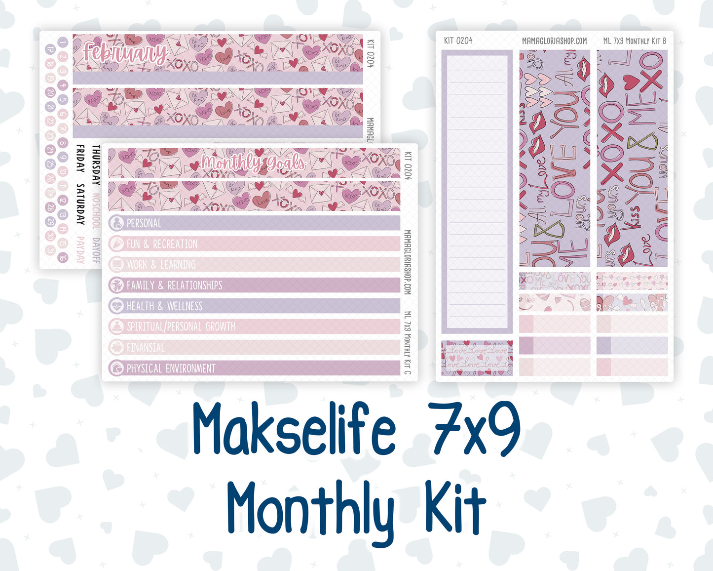 Kit 0204- 7x9 MakseLife - Monthly - Valentine's Garden- February