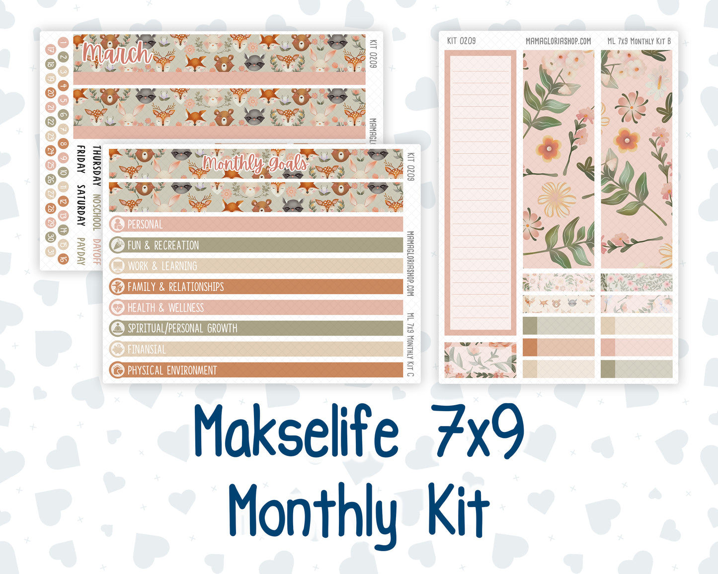 Kit 0209- 7x9 MakseLife - Monthly - Forest Friends - March