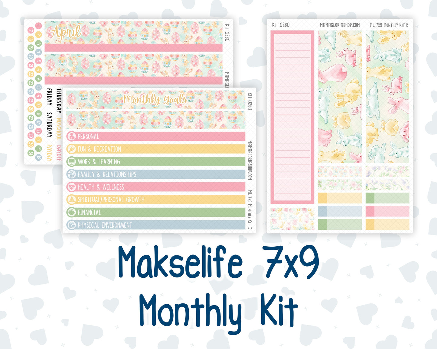 Kit 0260 - 7x9 - MakseLife - Monthly Kit - April - Pastel Egg Hunt