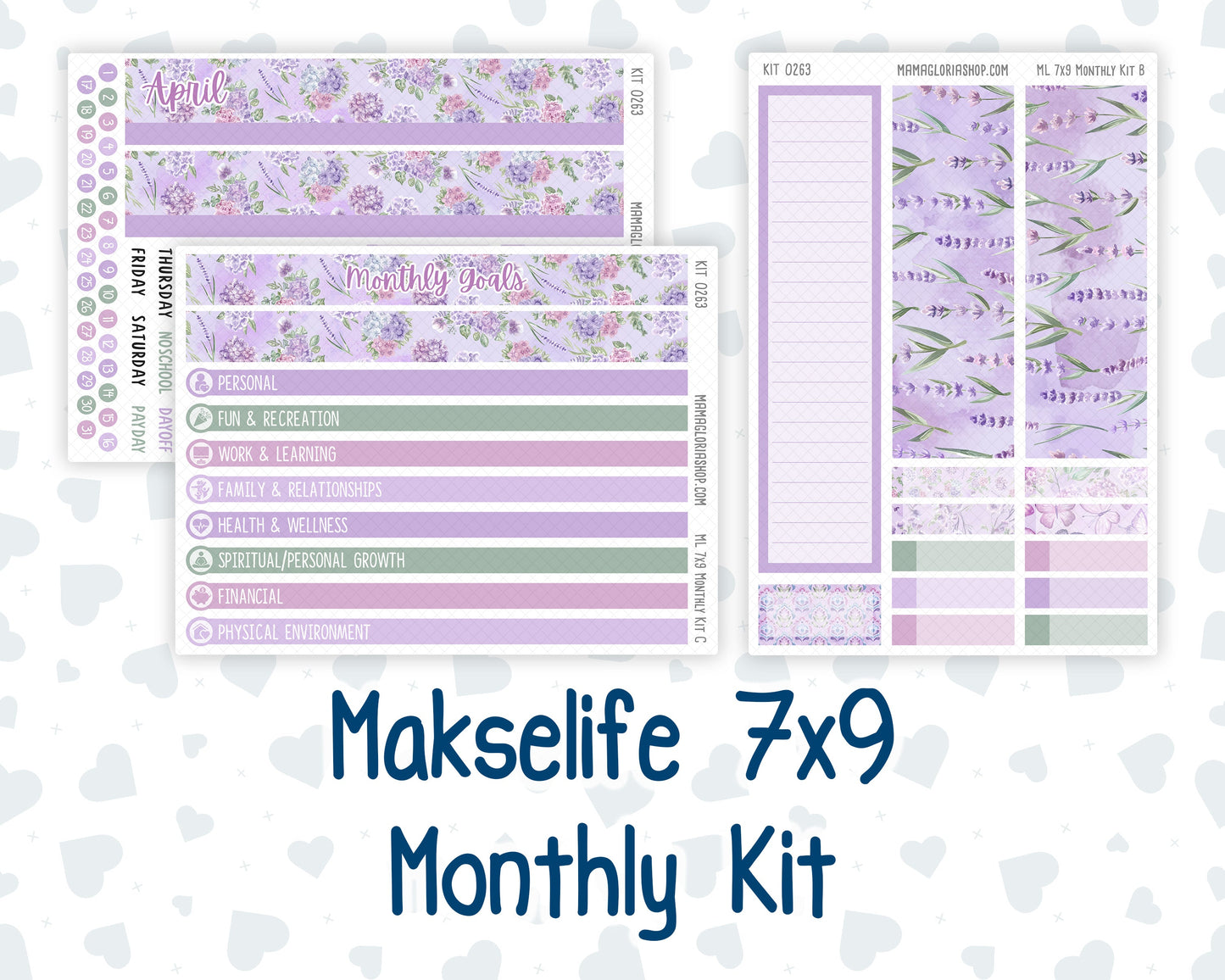 Kit 0263 - 7x9 - MakseLife - Monthly Kit - April - Lavender Drift