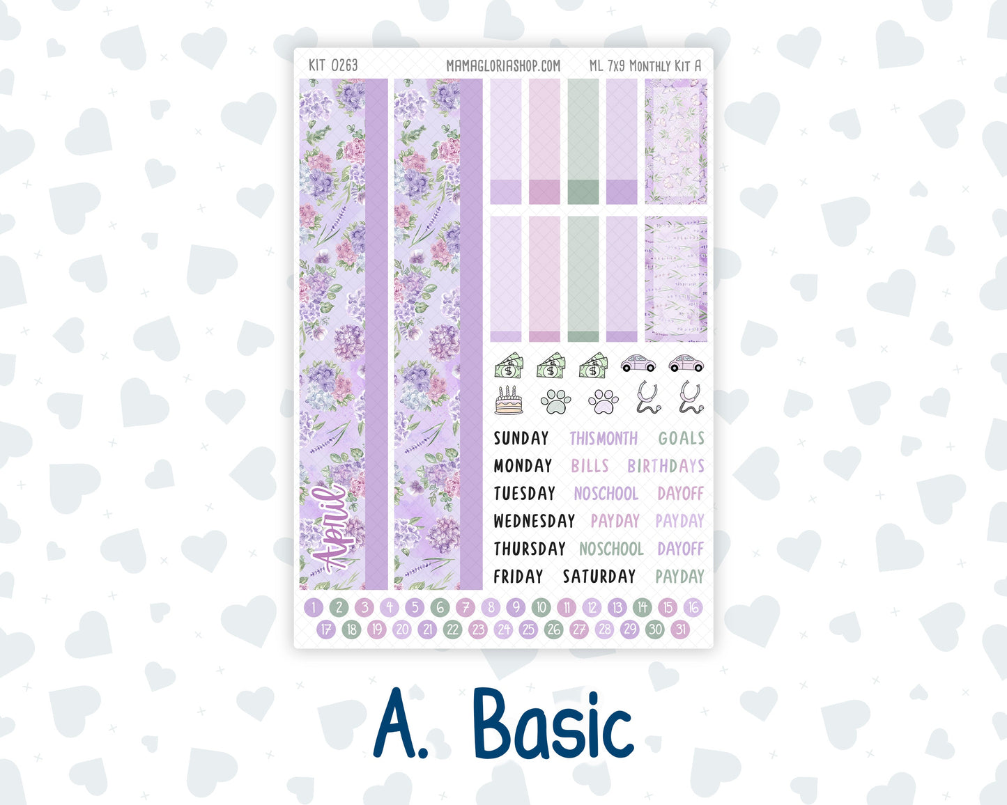 Kit 0263 - 7x9 - MakseLife - Monthly Kit - April - Lavender Drift