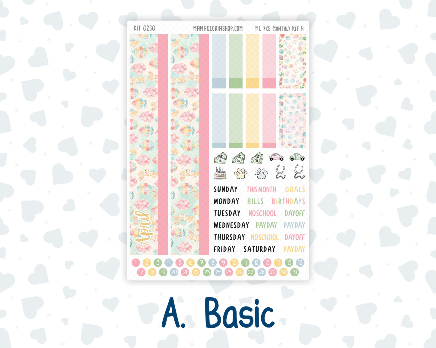 Kit 0260 - 7x9 - MakseLife - Monthly Kit - April - Pastel Egg Hunt