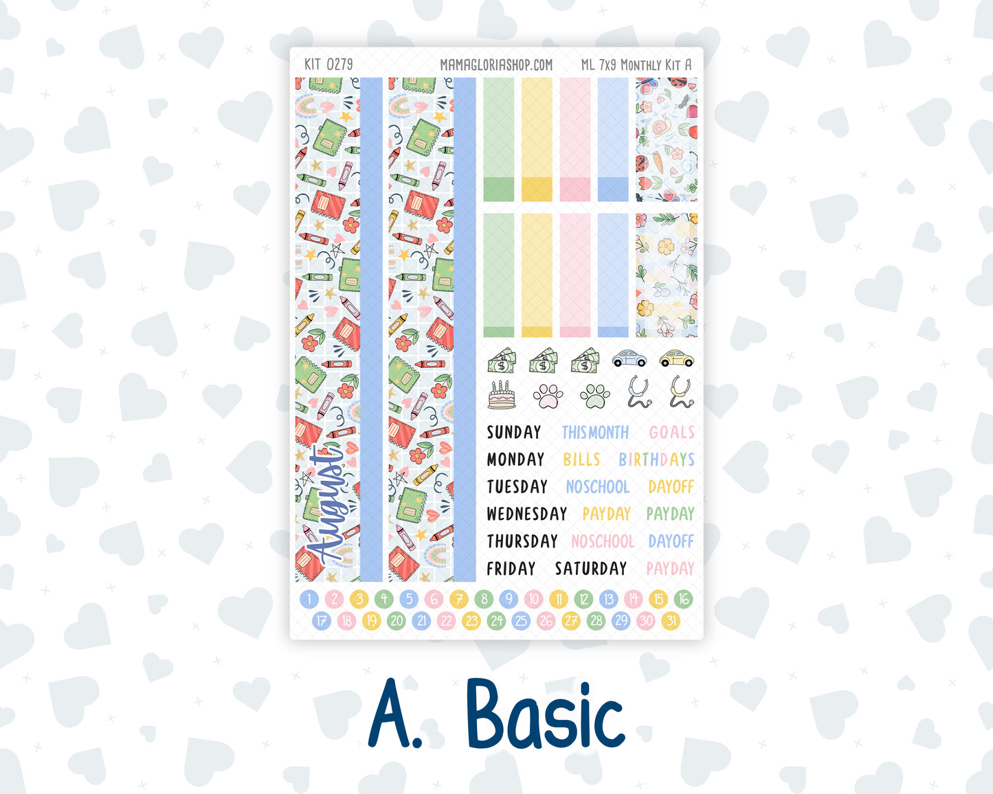 Kit 0279 - 7x9 - MakseLife - Monthly Kit - August - Not Ready For School