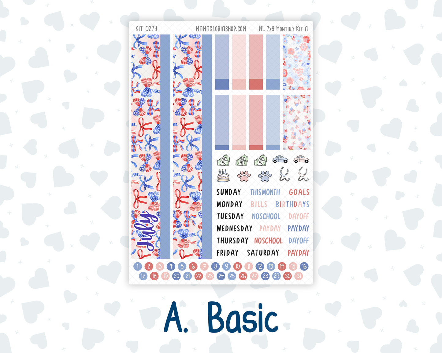 Kit 0273 - 7x9 - MakseLife - Monthly Kit - July - Americana In Bloom