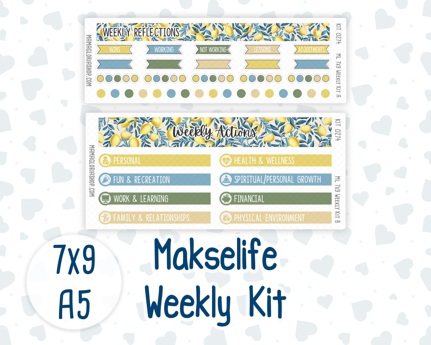 Kit 0274 - 7x9 | A5 MakseLife - Weekly Actions & Reflections - July - Sunny Lemon Shore