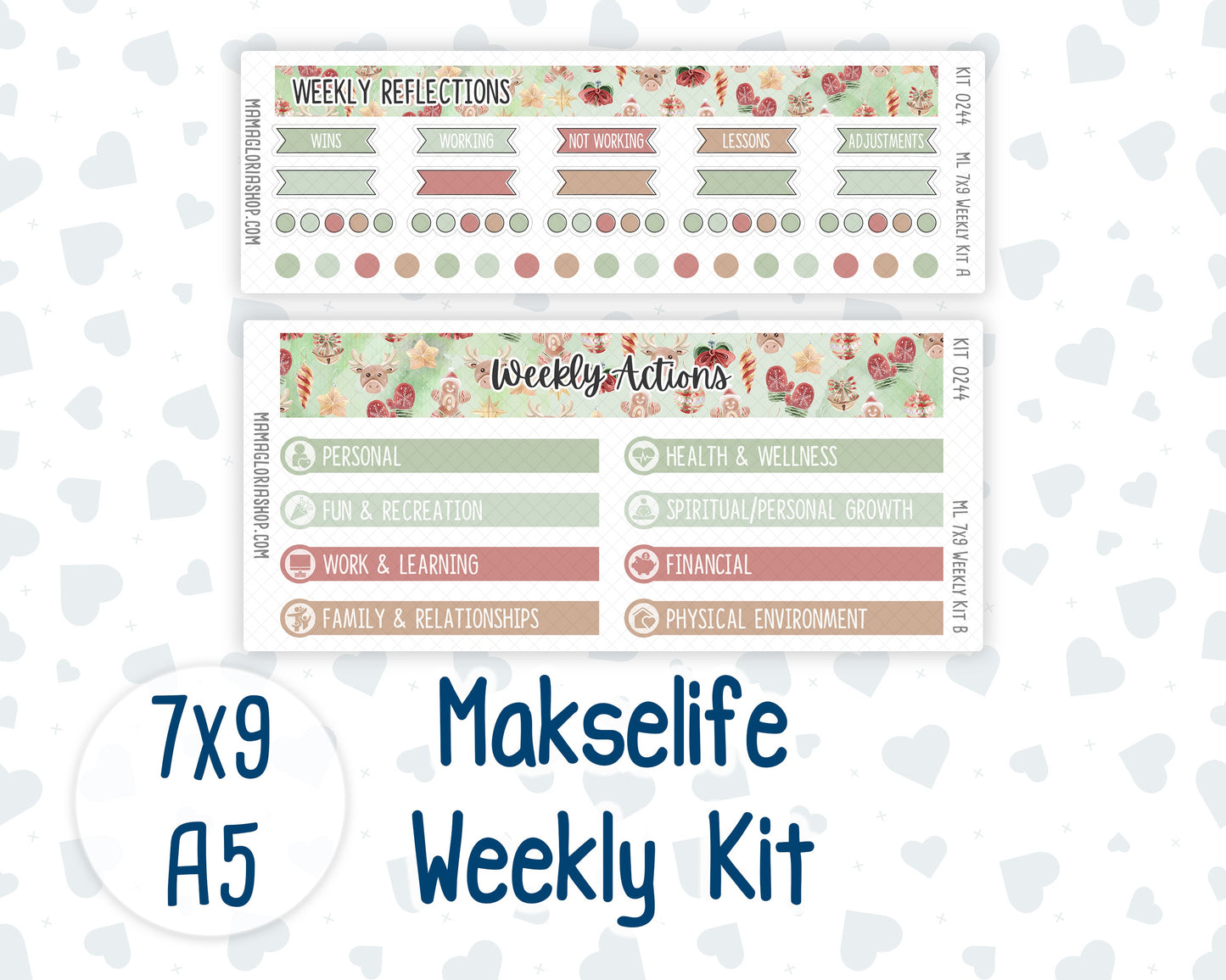Kit 0244 - 7x9 | A5 MakseLife - Weekly Actions & Reflections - December - Santas Village