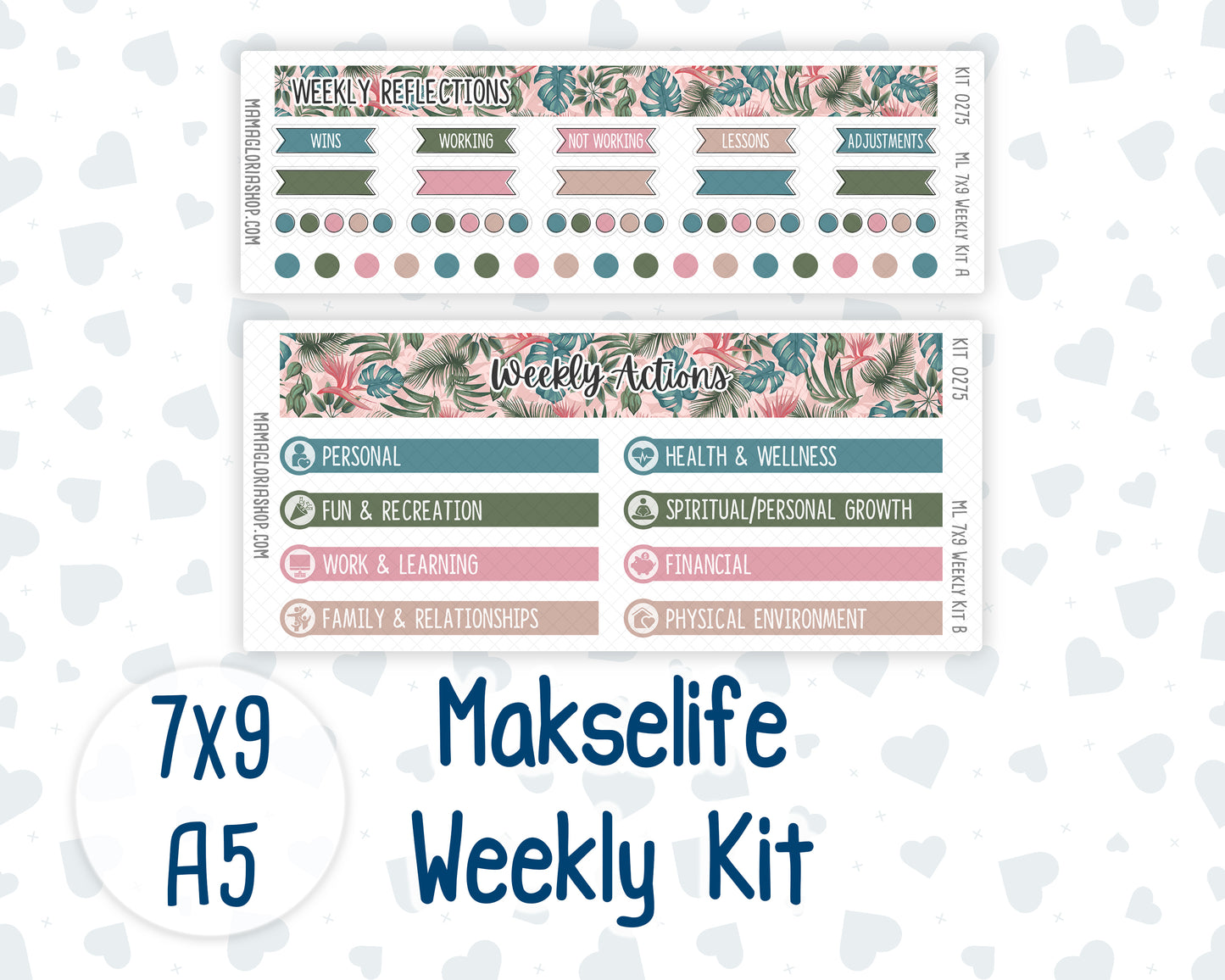 Kit 0275 - 7x9 | A5 MakseLife - Weekly Actions & Reflections - July - Tropical Safari Blush