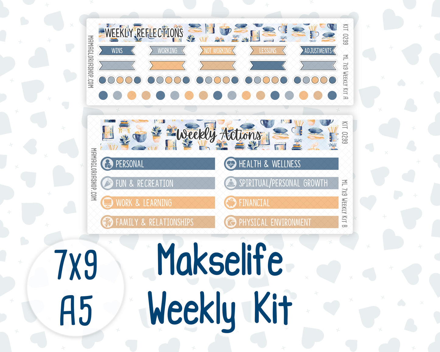 Kit 0299 - 7x9 | A5 MakseLife - Weekly Actions & Reflections - October - Book Nook