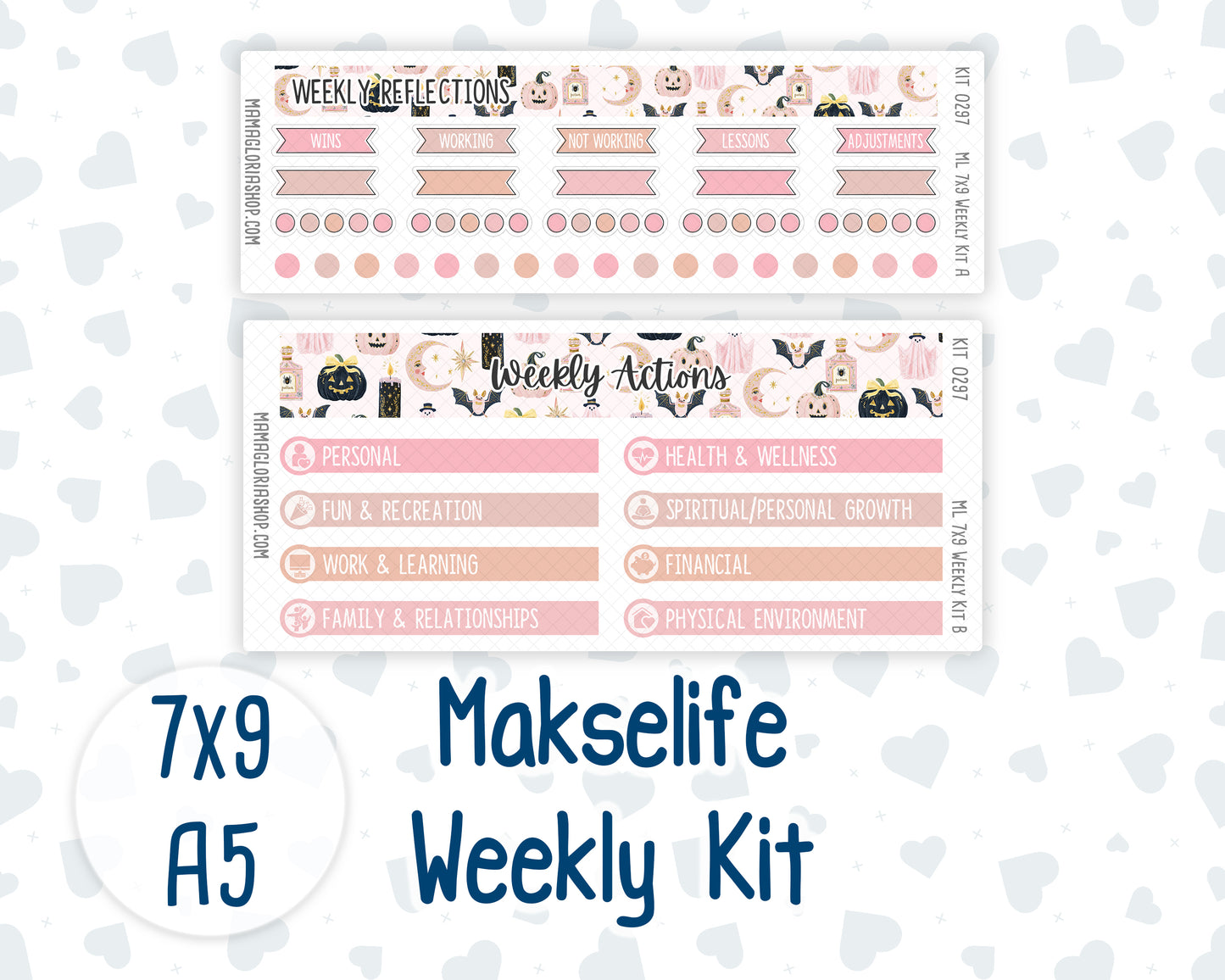 Kit 0297 - 7x9 | A5 MakseLife - Weekly Actions & Reflections - October - Pink Spell