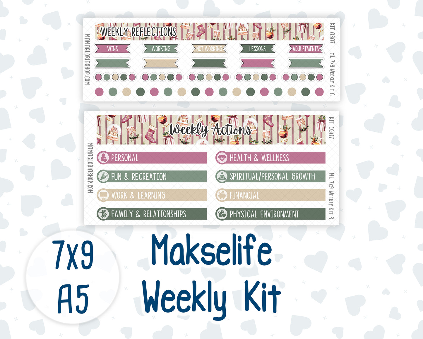 Kit 0307 - 7x9 | A5 MakseLife - Weekly Actions & Reflections - December - Velvet Hearth