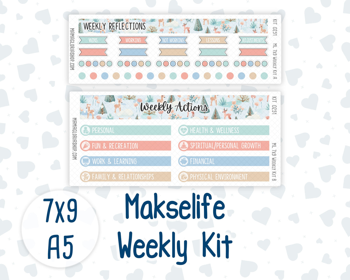 Kit 0251 - 7x9 | A5 MakseLife - Weekly Actions & Reflections - January - Pine & Paws