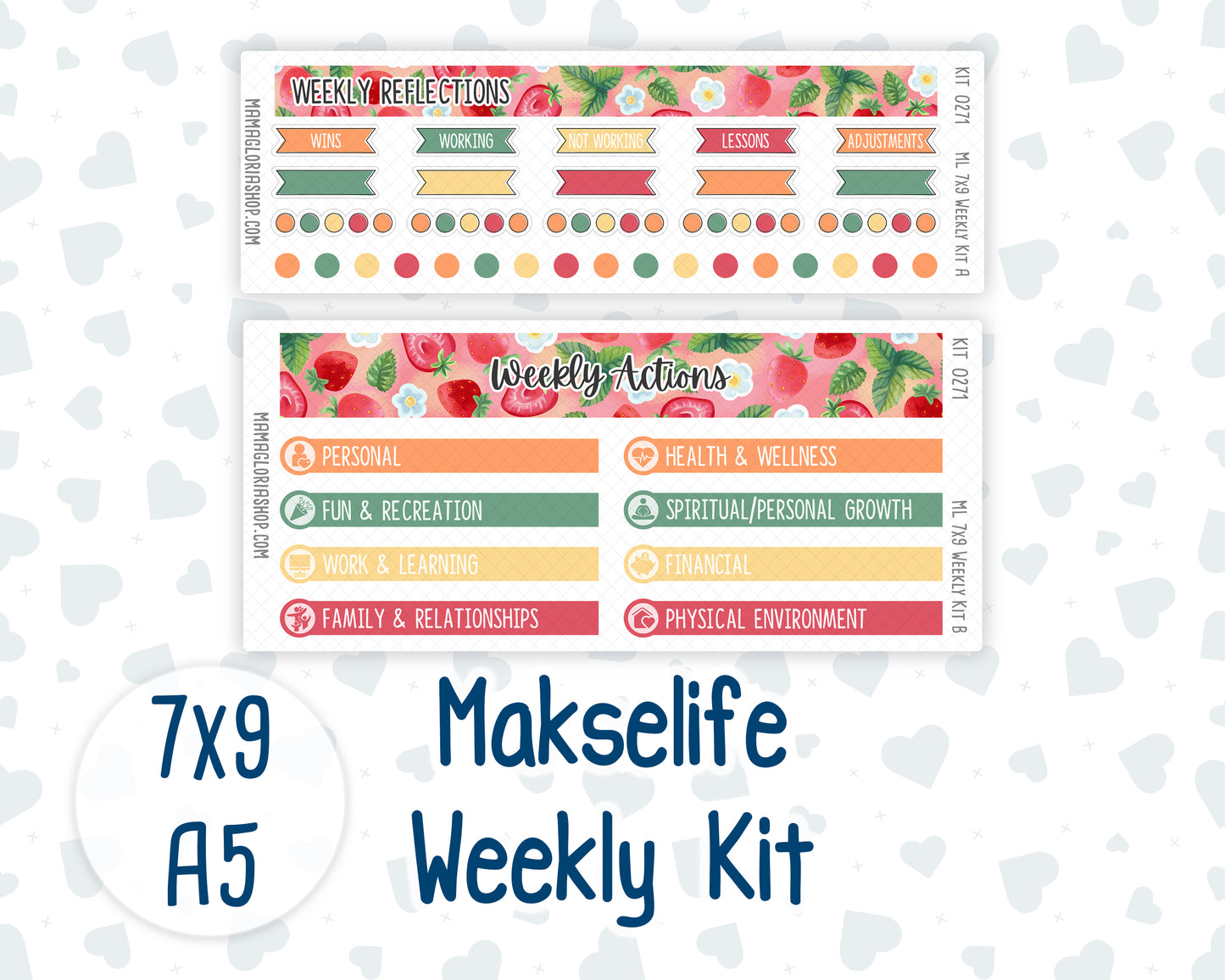 Kit 0271 - 7x9 | A5 MakseLife - Weekly Actions & Reflections - June - Strawberry Shore