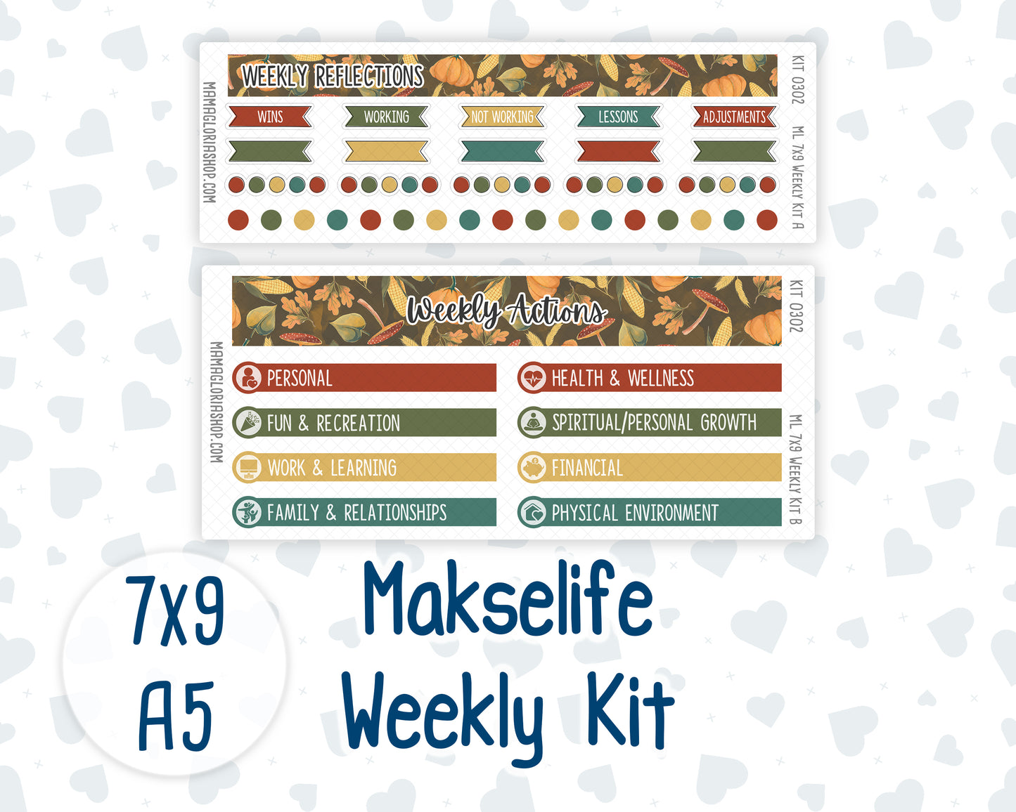 Kit 0302 - 7x9 | A5 MakseLife - Weekly Actions & Reflections - November - Thankful Season