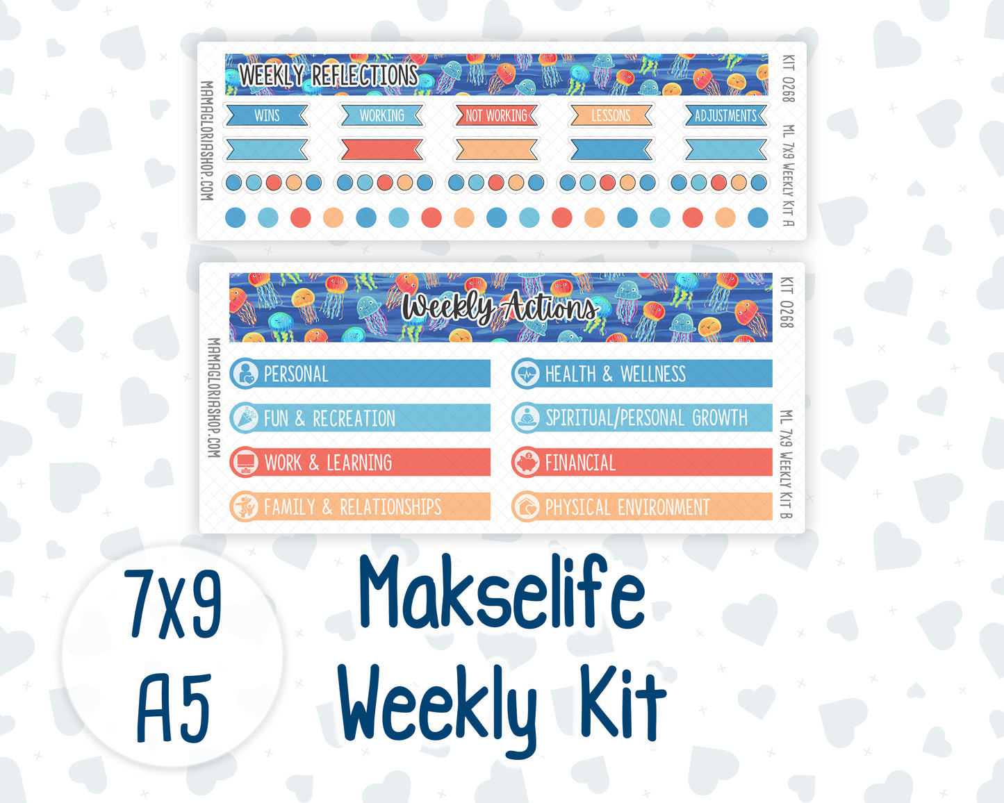 Kit 0268 - 7x9 | A5 MakseLife - Weekly Actions & Reflections - June - Sea Sweeties
