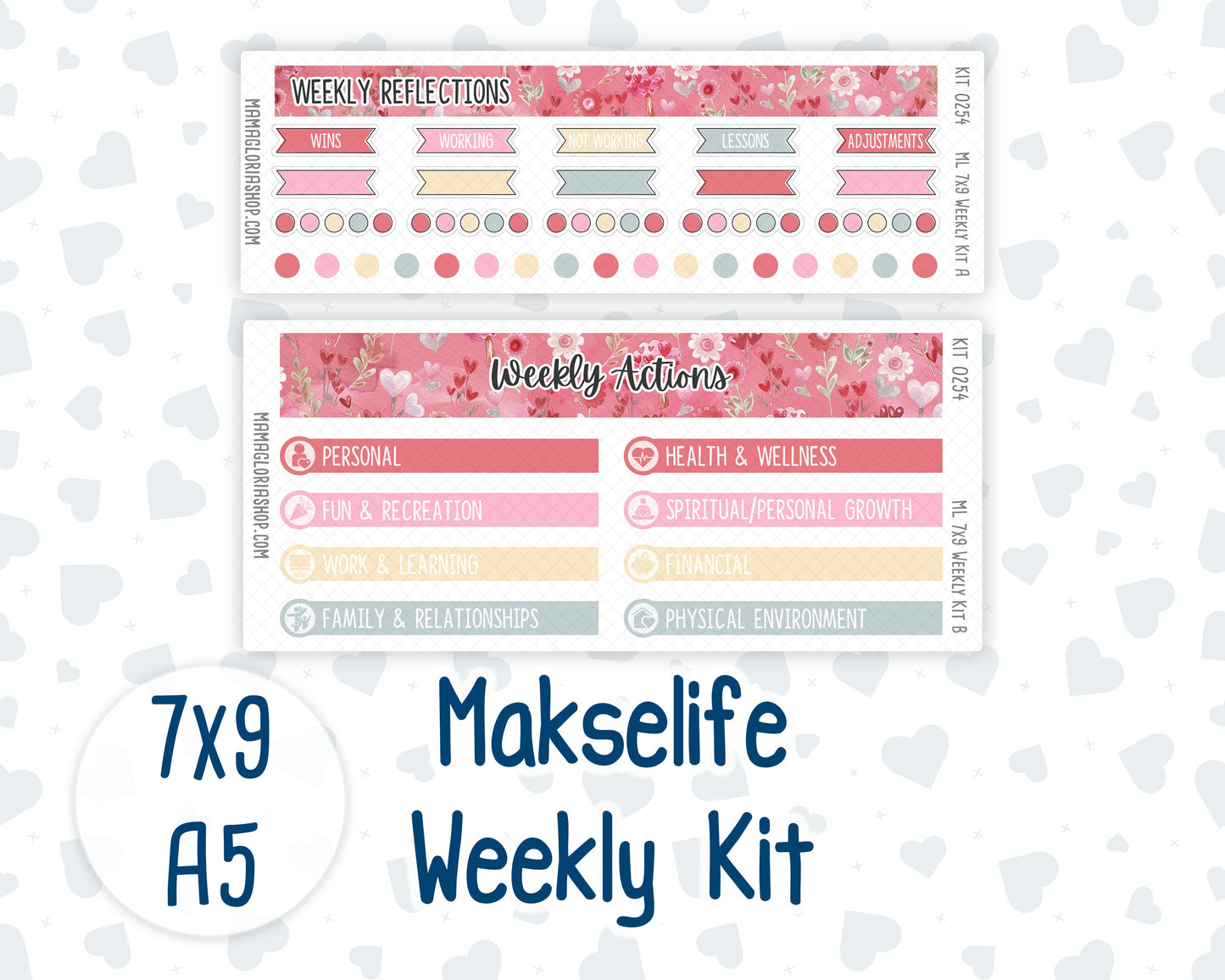 Kit 0254 - 7x9 | A5 MakseLife - Weekly Actions & Reflections - February - Valentine Village