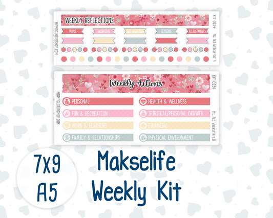 Kit 0254 - 7x9 | A5 MakseLife - Weekly Actions & Reflections - February - Valentine Village